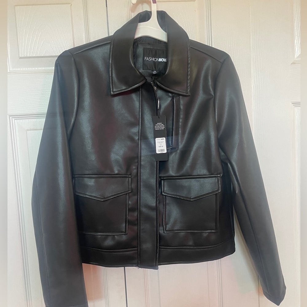 Fashionnova Watch and Learn Faux Leather Jacket - Black (New With Tags)